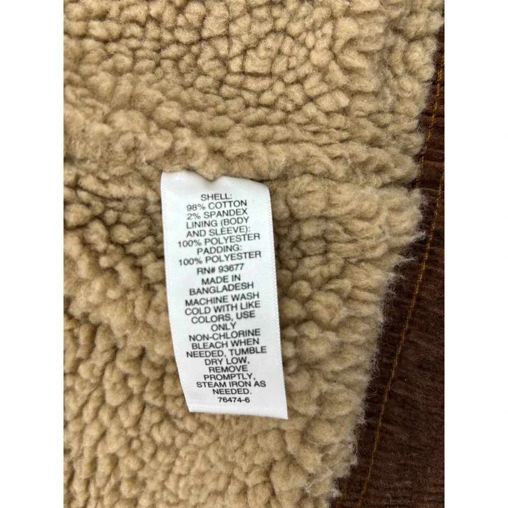 Mutual Weave Sherpa Lined Corduroy Trucker Jacket Brown Western Workwear S - Picture 15 of 15